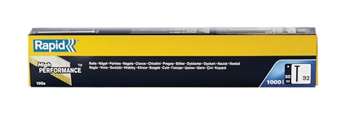 Rapid Nägel Typ 32, 50mm 34° Streifennägel 15Ga, 1.000 Stk., mit geharzte Oberfläche, für druckluftnagler von Rapid