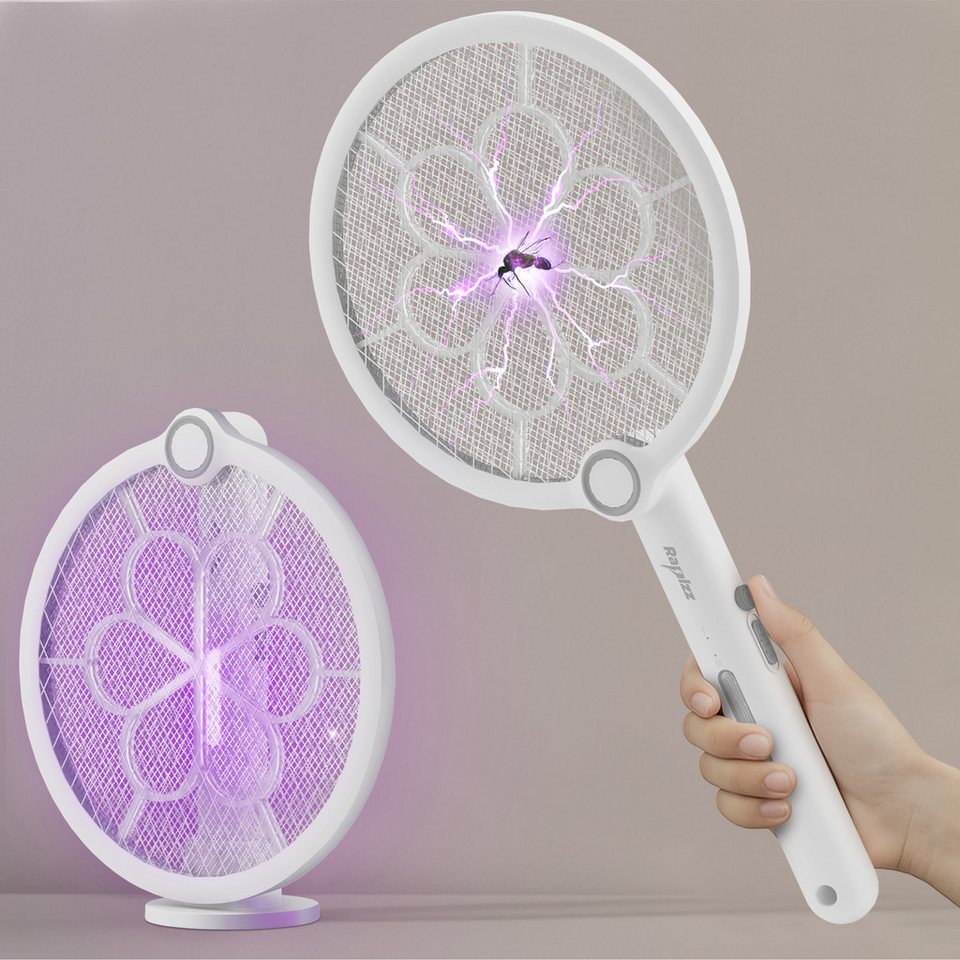 RAPIZZ Fliegenklatsche 2er Set - Elektrischer Insektenfänger - 2in1 Funktion - Mit Akku, Gratis Fliegenklatsche - Inkl. USB-Ladekabel - Als Schläger & UV-Falle von RAPIZZ