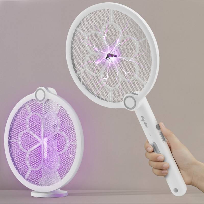RAPIZZ Fliegenklatsche 2er Set - Elektrischer Insektenfänger - 2in1 Funktion - Mit Akku, Gratis Fliegenklatsche - Inkl. USB-Ladekabel - Als Schläger & UV-Falle von RAPIZZ