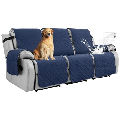 RAPRAP 100 % wasserdichte Sofabezüge, 3-Sitzer, rutschfeste Dreisitzer-Liegestuhlbezüge mit Tasche, waschbarer Couchschutz für Hunde, Haustiere, Kinder, Marineblau, 3 Sitze von RAPRAP