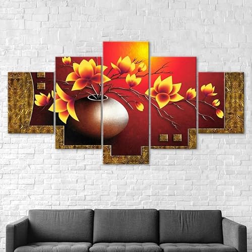 3D Wandaufkleber Kunst Malerei Blumenvase Malerei,xxl bilder leinwanddrucke 5 panels,5 stück leinwand bilder 150x80cm 3D Wandaufkleber Kunst Malerei Blumenvase Malerei,xxl bilder leinwanddrucke 5 panels,5 stück leinwand bilder 150x80cm von RAPSANI