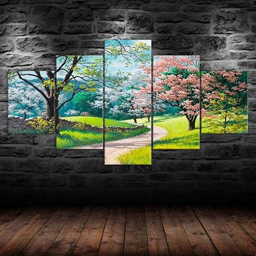 3D Wandaufkleber Kunst Malerei Frühling Gartenweg Bäume Blumen,xxl bilder leinwanddrucke 5 panels,5 stück leinwand bilder 150x80cm 3D Wandaufkleber Kunst Malerei Frühling Gartenweg Bäume Blumen,xxl bilder leinwanddrucke 5 panels,5 stück leinwand bilder 150x80cm von RAPSANI