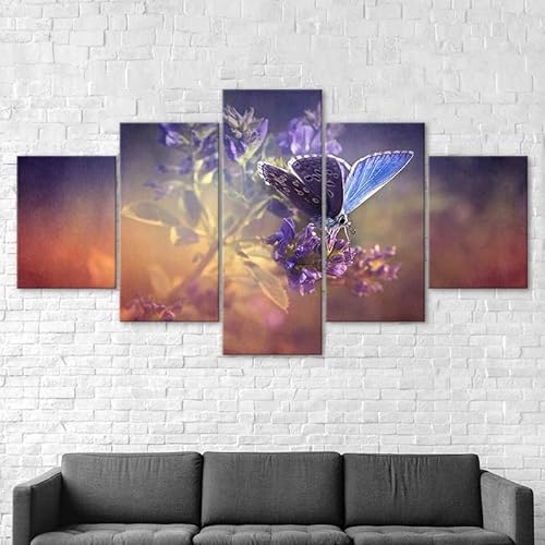 3D Wandaufkleber Kunst Malerei Lila Schmetterling Violette Blume Szene,xxl bilder leinwanddrucke 5 panels,5 stück leinwand bilder 150x80cm 3D Wandaufkleber Kunst Malerei Lila Schmetterling Violette Blume Szene,xxl bilder leinwanddrucke 5 panels,5 stück leinwand bilder 150x80cm von RAPSANI