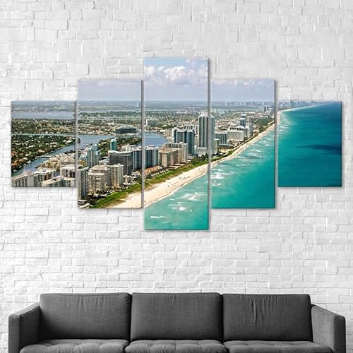 3D Wandaufkleber Kunst Malerei Miami City Florida Küste Landschaft,xxl bilder leinwanddrucke 5 panels,5 stück leinwand bilder 150x80cm 3D Wandaufkleber Kunst Malerei Miami City Florida Küste Landschaft,xxl bilder leinwanddrucke 5 panels,5 stück leinwand bilder 150x80cm von RAPSANI