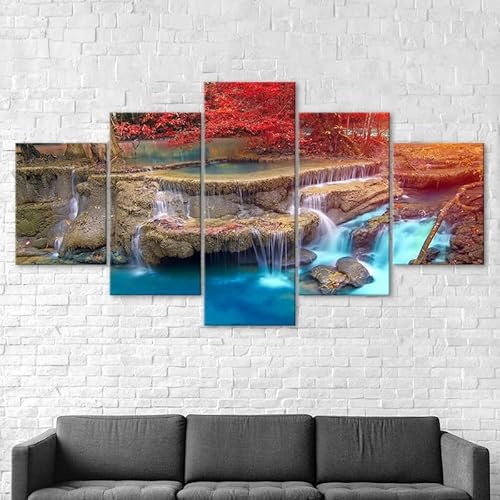 3D Wandaufkleber Kunst Malerei Rotes Blatt Baum Wasserfall Naturlandschaft,xxl bilder leinwanddrucke 5 panels,5 stück leinwand bilder 150x80cm 3D Wandaufkleber Kunst Malerei Rotes Blatt Baum Wasserfall Naturlandschaft,xxl bilder leinwanddrucke 5 panels,5 stück leinwand bilder 150x80cm von RAPSANI