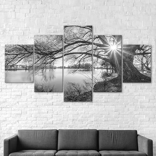 3D Wandaufkleber Kunst Malerei Schwarz und weiß einsamer Baum See Sonnenstrahlen Landschaft,xxl bilder leinwanddrucke 5 panels,5 stück leinwand bilder 150x80cm 3D Wandaufkleber Kunst Malerei Schwarz und weiß einsamer Baum See Sonnenstrahlen Landschaft,xxl bilder leinwanddrucke 5 panels,5 stück leinwand bilder 150x80cm von RAPSANI
