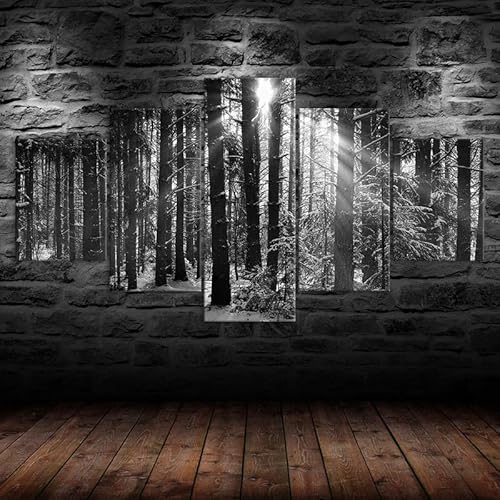 3D Wandaufkleber Kunst Malerei Sonnenstrahlen Wald Bäume Schwarz und Weiß,xxl bilder leinwanddrucke 5 panels,5 stück leinwand bilder 150x80cm 3D Wandaufkleber Kunst Malerei Sonnenstrahlen Wald Bäume Schwarz und Weiß,xxl bilder leinwanddrucke 5 panels,5 stück leinwand bilder 150x80cm von RAPSANI