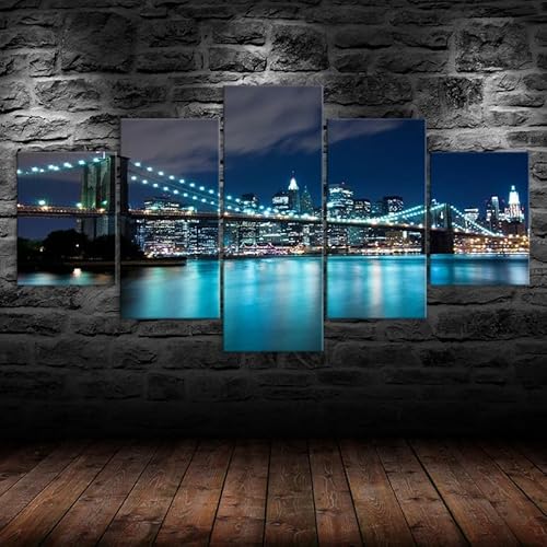 5 teilige bilder Brooklyn Bridge Manhattan Nacht Stadtlandschaft 5 teilige Leinwandbilder,5 teilig wandbild,leinwanddrucke 5 stück wandkunst,bilder wohnzimmer modern leinwand Malerei,xxl,200x100cm 5 teilige bilder Brooklyn Bridge Manhattan Nacht Stadtlandschaft 5 teilige Leinwandbilder,5 teilig wandbild,leinwanddrucke 5 stück wandkunst,bilder wohnzimmer modern leinwand Malerei,xxl,200x100cm von RAPSANI