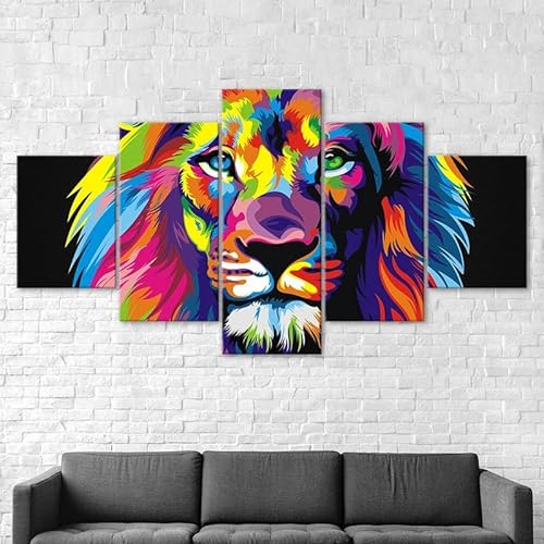 5 teilige leinwandbilder Abstraktes buntes Löwengesicht Kunstdrucke Vlies Leinwandbild,Wandkunst 5 stück Leinwand Bilder,Wohnzimmer Schlafzimmer Wand Dekoration,mit rahmen xxl bilder 200x100cm 5 teilige leinwandbilder Abstraktes buntes Löwengesicht Kunstdrucke Vlies Leinwandbild,Wandkunst 5 stück Leinwand Bilder,Wohnzimmer Schlafzimmer Wand Dekoration,mit rahmen xxl bilder 200x100cm von RAPSANI