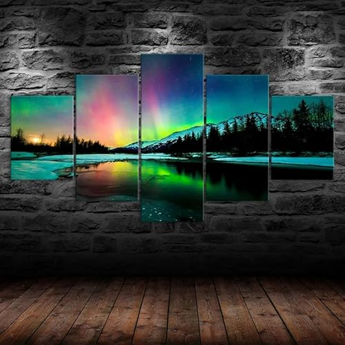 5 teilige leinwandbilder Aurora Borealis Nordlichter Regenbogen Kunstdrucke Vlies Leinwandbild,Wandkunst 5 stück Leinwand Bilder,Wohnzimmer Schlafzimmer Wand Dekoration,mit rahmen xxl bilder 200x100cm 5 teilige leinwandbilder Aurora Borealis Nordlichter Regenbogen Kunstdrucke Vlies Leinwandbild,Wandkunst 5 stück Leinwand Bilder,Wohnzimmer Schlafzimmer Wand Dekoration,mit rahmen xxl bilder 200x100cm von RAPSANI