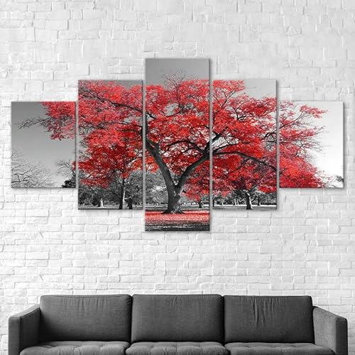 5 teilige leinwandbilder Baum mit roten Blättern Kunstdrucke 5 Teilig Vlies Leinwandbild,Wandkunst 5 stück Leinwand Bilder,Wohnzimmer Schlafzimmer Wand Dekoration,mit rahmen xxl bilder 200x100cm 5 teilige leinwandbilder Baum mit roten Blättern Kunstdrucke 5 Teilig Vlies Leinwandbild,Wandkunst 5 stück Leinwand Bilder,Wohnzimmer Schlafzimmer Wand Dekoration,mit rahmen xxl bilder 200x100cm von RAPSANI