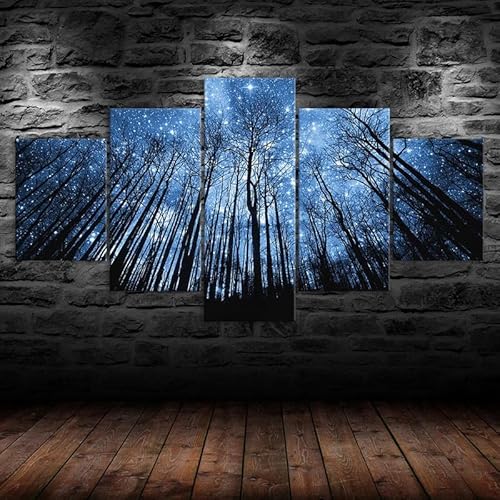5 teiliges bild Sternenklarer Nachthimmel mit blauen Waldbäumen und Landschaft leinwandbilder leinwanddrucke,bild leinwand xxl 5 teilig,wandbilder schlafzimmer Dekoration,bilder,poster,kunstdrucke 5 teiliges bild Sternenklarer Nachthimmel mit blauen Waldbäumen und Landschaft leinwandbilder leinwanddrucke,bild leinwand xxl 5 teilig,wandbilder schlafzimmer Dekoration,bilder,poster,kunstdrucke von RAPSANI
