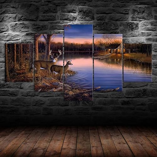 5 teiliges wandbild Antelope Hirsch Himmel Lila See Wald 5 stück leinwand wandkunst,5 teilig leinwand wanddeko wohnzimmer,leinwanddruck 5 teilig bilder wohnzimmer modern groß,mit rahmen,xxl 150x80cm 5 teiliges wandbild Antelope Hirsch Himmel Lila See Wald 5 stück leinwand wandkunst,5 teilig leinwand wanddeko wohnzimmer,leinwanddruck 5 teilig bilder wohnzimmer modern groß,mit rahmen,xxl 150x80cm von RAPSANI
