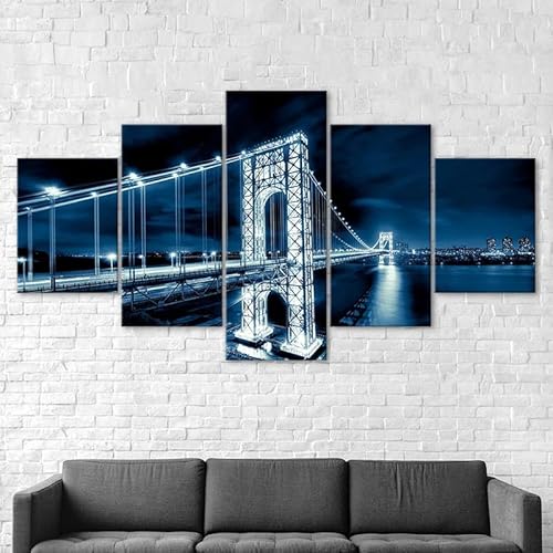 5 teiliges wandbild Beleuchtete Lichtspuren der George Washington Bridge leinwand wandkunst,leinwand wanddeko wohnzimmer,leinwanddruck 5 teilig bilder wohnzimmer modern groß,mit rahmen,xxl 150x80cm 5 teiliges wandbild Beleuchtete Lichtspuren der George Washington Bridge leinwand wandkunst,leinwand wanddeko wohnzimmer,leinwanddruck 5 teilig bilder wohnzimmer modern groß,mit rahmen,xxl 150x80cm von RAPSANI