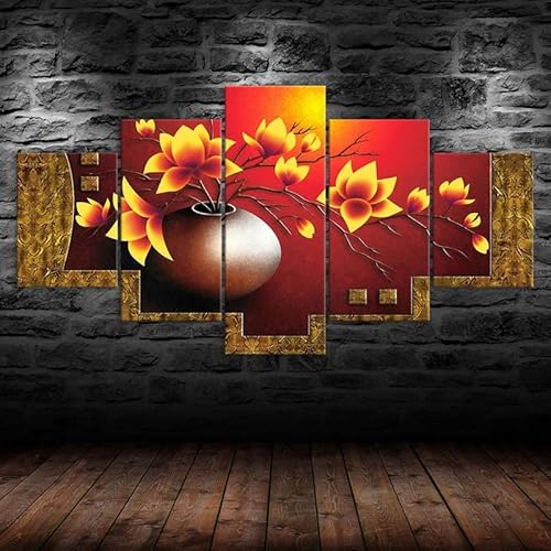 5 teiliges wandbild Blumenvase Malerei 5 stück leinwand wandkunst,5 teilig leinwand wanddeko wohnzimmer,leinwanddruck 5 teilig bilder wohnzimmer modern groß,mit rahmen,xxl 150x80cm 5 teiliges wandbild Blumenvase Malerei 5 stück leinwand wandkunst,5 teilig leinwand wanddeko wohnzimmer,leinwanddruck 5 teilig bilder wohnzimmer modern groß,mit rahmen,xxl 150x80cm von RAPSANI