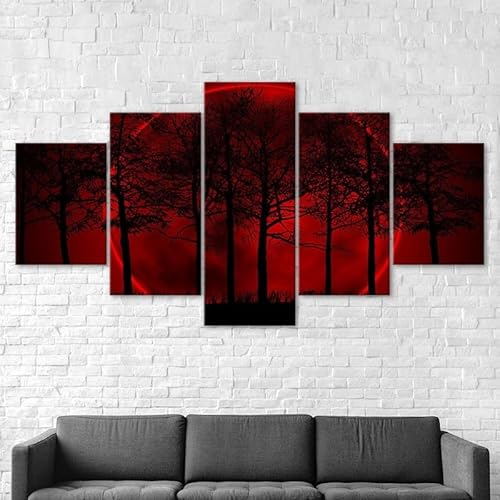 5 teiliges wandbild Blutmond Mondfinsternis Wald Bäume 5 stück leinwand wandkunst,5 teilig leinwand wanddeko wohnzimmer,leinwanddruck 5 teilig bilder wohnzimmer modern groß mit rahmen,xxl 100x55cm 5 teiliges wandbild Blutmond Mondfinsternis Wald Bäume 5 stück leinwand wandkunst,5 teilig leinwand wanddeko wohnzimmer,leinwanddruck 5 teilig bilder wohnzimmer modern groß mit rahmen,xxl 100x55cm von RAPSANI