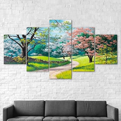 5 teiliges wandbild Frühling Gartenweg Bäume Blumen 5 stück leinwand wandkunst,5 teilig leinwand wanddeko wohnzimmer,leinwanddruck 5 teilig bilder wohnzimmer modern groß,mit rahmen,xxl 150x80cm 5 teiliges wandbild Frühling Gartenweg Bäume Blumen 5 stück leinwand wandkunst,5 teilig leinwand wanddeko wohnzimmer,leinwanddruck 5 teilig bilder wohnzimmer modern groß,mit rahmen,xxl 150x80cm von RAPSANI