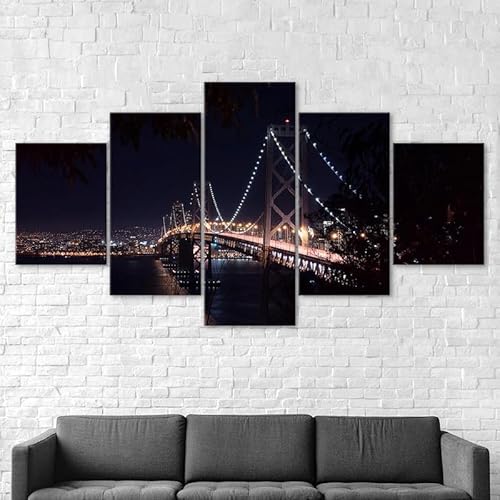 5 teiliges wandbild San Francisco Oakland Bay Bridge Nachtansicht 5 stück leinwand wandkunst,leinwand wanddeko wohnzimmer,leinwanddruck 5 teilig bilder wohnzimmer modern groß,mit rahmen,xxl 150x80cm 5 teiliges wandbild San Francisco Oakland Bay Bridge Nachtansicht 5 stück leinwand wandkunst,leinwand wanddeko wohnzimmer,leinwanddruck 5 teilig bilder wohnzimmer modern groß,mit rahmen,xxl 150x80cm von RAPSANI