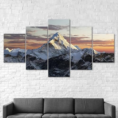 5 teiliges wandbild Schnee Berggipfel Sonnenuntergang 5 stück leinwand wandkunst,5 teilig leinwand wanddeko wohnzimmer,leinwanddruck 5 teilig bilder wohnzimmer modern groß,mit rahmen,xxl 150x80cm 5 teiliges wandbild Schnee Berggipfel Sonnenuntergang 5 stück leinwand wandkunst,5 teilig leinwand wanddeko wohnzimmer,leinwanddruck 5 teilig bilder wohnzimmer modern groß,mit rahmen,xxl 150x80cm von RAPSANI