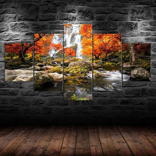 5 teiliges wandbild Wasserfall Orange Blatt Bäume Natur Herbst Landschaft leinwand wandkunst,leinwand wanddeko wohnzimmer,leinwanddruck 5 teilig bilder wohnzimmer modern groß,mit rahmen,xxl 150x80cm 5 teiliges wandbild Wasserfall Orange Blatt Bäume Natur Herbst Landschaft leinwand wandkunst,leinwand wanddeko wohnzimmer,leinwanddruck 5 teilig bilder wohnzimmer modern groß,mit rahmen,xxl 150x80cm von RAPSANI
