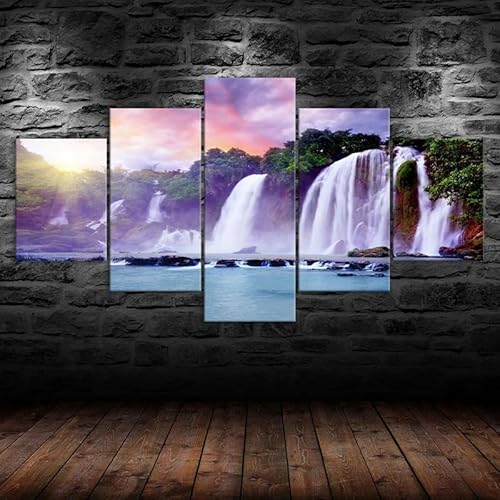 Kunstdrucke 5 Teilig Bilder Leinwand,leinwandbilder 5 teilig wohnzimmer dekoration,5 Teilig Wanddekoration Wasserfall Lila Himmel Malerei,Bild Bilder auf Leinwand 5 teilig Poster,wandbild xxl 100x55cm Kunstdrucke 5 Teilig Bilder Leinwand,leinwandbilder 5 teilig wohnzimmer dekoration,5 Teilig Wanddekoration Wasserfall Lila Himmel Malerei,Bild Bilder auf Leinwand 5 teilig Poster,wandbild xxl 100x55cm von RAPSANI