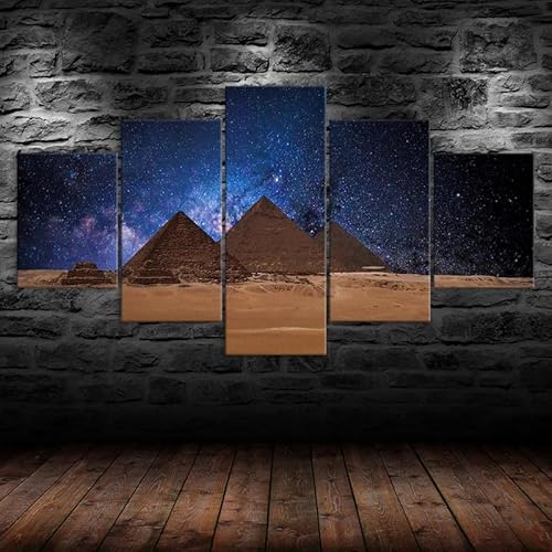 Kunstdrucke 5 Teilig Bilder Leinwand,leinwandbilder wohnzimmer dekoration Wanddekoration Die Pyramiden von Gizeh Sternenhimmel Ägypten Szene,Bilder auf Leinwand 5 teilig Poster,wandbild xxl 100x55cm Kunstdrucke 5 Teilig Bilder Leinwand,leinwandbilder wohnzimmer dekoration Wanddekoration Die Pyramiden von Gizeh Sternenhimmel Ägypten Szene,Bilder auf Leinwand 5 teilig Poster,wandbild xxl 100x55cm von RAPSANI