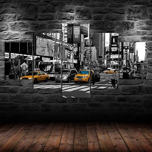Kunstdrucke 5 Teilig Bilder Leinwand,leinwandbilder wohnzimmer dekoration Wanddekoration New York City Street Yellow Taxi Cars Schwarz-Weiß-Landschaft ,Bilder auf Leinwand 5 teilig Poster,wandbild xxl Kunstdrucke 5 Teilig Bilder Leinwand,leinwandbilder wohnzimmer dekoration Wanddekoration New York City Street Yellow Taxi Cars Schwarz-Weiß-Landschaft ,Bilder auf Leinwand 5 teilig Poster,wandbild xxl von RAPSANI
