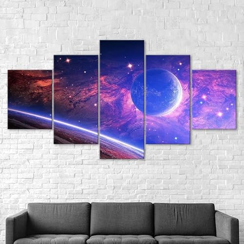 Mit Rahmen Leinwandbild 5 TLG Kunstdruck,Kosmos Weltraum Magische Universum Landschaft Bilder auf Leinwand 5 TLG Vlies Wandbild,Leinwand Gemälde xxl,Tapete,leinwanddrucke,5 Stücke Bilder 125x60cm von RAPSANI