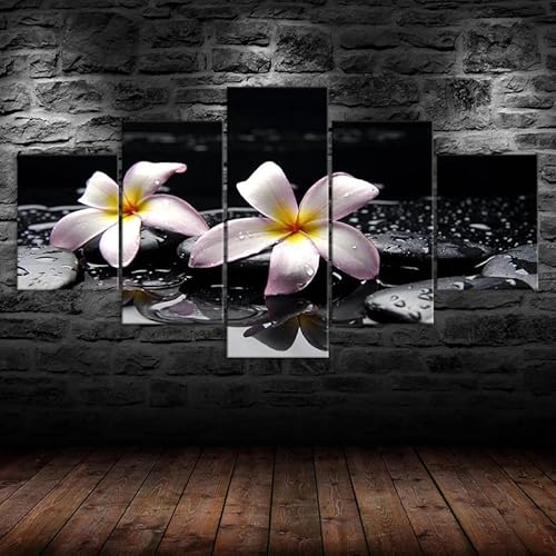 Mit Rahmen Leinwandbild 5 TLG Kunstdruck,Plumeria Rubra Blumen Wassertropfen Zen Stone Spa Bilder auf Leinwand 5 TLG Vlies Wandbild,Leinwand Gemälde xxl,Tapete,leinwanddrucke,5 Stücke Bilder 125x60cm Mit Rahmen Leinwandbild 5 TLG Kunstdruck,Plumeria Rubra Blumen Wassertropfen Zen Stone Spa Bilder auf Leinwand 5 TLG Vlies Wandbild,Leinwand Gemälde xxl,Tapete,leinwanddrucke,5 Stücke Bilder 125x60cm von RAPSANI
