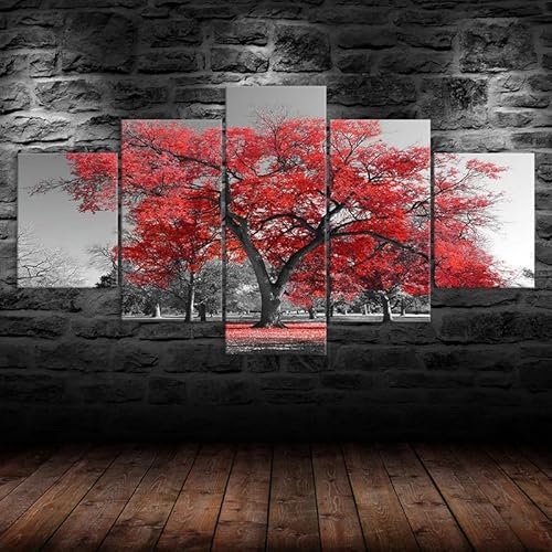RAPSANI 5 teilige bilder Baum mit roten Blättern 5 teilige Leinwandbilder,5 teilig wandbild,leinwanddrucke 5 stück wandkunst,bilder wohnzimmer modern leinwand Malerei,xxl,200x100cm RAPSANI 5 teilige bilder Baum mit roten Blättern 5 teilige Leinwandbilder,5 teilig wandbild,leinwanddrucke 5 stück wandkunst,bilder wohnzimmer modern leinwand Malerei,xxl,200x100cm von RAPSANI