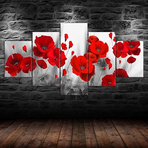 RAPSANI 5 teilige bilder Rote Blume Pflanze abstrakte Szene 5 teilige Leinwandbilder,5 teilig wandbild,leinwanddrucke 5 stück wandkunst,bilder wohnzimmer modern leinwand Malerei,xxl,200x100cm RAPSANI 5 teilige bilder Rote Blume Pflanze abstrakte Szene 5 teilige Leinwandbilder,5 teilig wandbild,leinwanddrucke 5 stück wandkunst,bilder wohnzimmer modern leinwand Malerei,xxl,200x100cm von RAPSANI