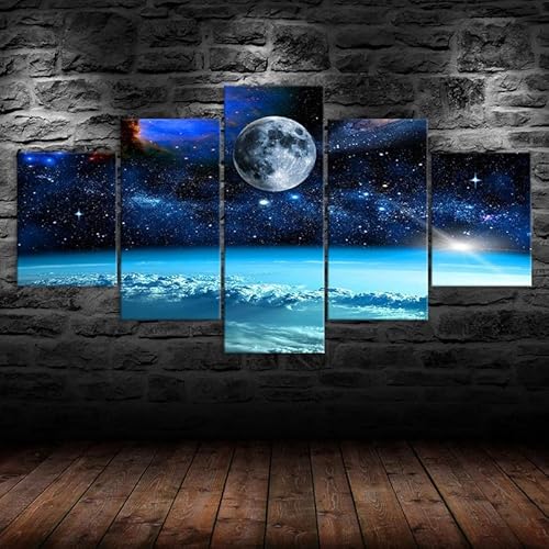 RAPSANI 5 teilige bilder Vollmond Sternenhimmel Weltraum 5 teilige Leinwandbilder,5 teilig wandbild,leinwanddrucke 5 stück wandkunst,bilder wohnzimmer modern leinwand Malerei,xxl,200x100cm RAPSANI 5 teilige bilder Vollmond Sternenhimmel Weltraum 5 teilige Leinwandbilder,5 teilig wandbild,leinwanddrucke 5 stück wandkunst,bilder wohnzimmer modern leinwand Malerei,xxl,200x100cm von RAPSANI