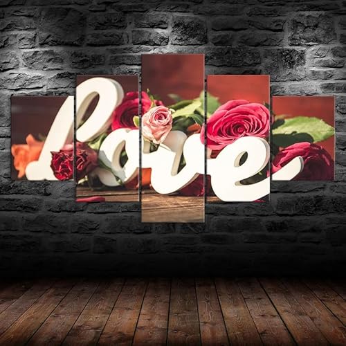 RAPSANI 5 teilige bilder Zeichen der Liebe Rote Rose Blumen Romantische Szene Leinwandbilder 5 teilig wandbild,leinwanddrucke 5 stück wandkunst,bilder wohnzimmer modern leinwand Malerei,xxl,200x100cm RAPSANI 5 teilige bilder Zeichen der Liebe Rote Rose Blumen Romantische Szene Leinwandbilder 5 teilig wandbild,leinwanddrucke 5 stück wandkunst,bilder wohnzimmer modern leinwand Malerei,xxl,200x100cm von RAPSANI