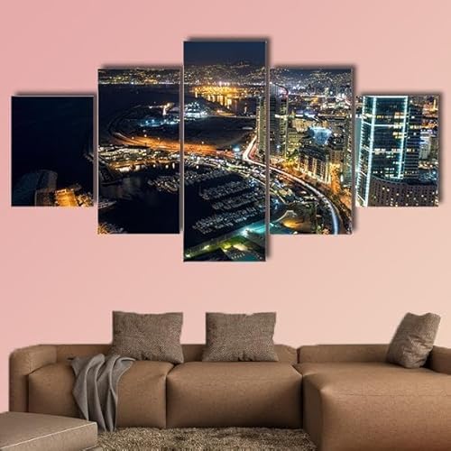 RAPSANI Bilder Abstrakt 5 Teilig Wandbild XXL Beiruter Nacht Libanon Leinwand Bild Wandbilder Wohnzimmer Wohnung Kunstdrucke Modern Wandbilder Design Abstrakt Poster Wanddekoration 150x80cm RAPSANI Bilder Abstrakt 5 Teilig Wandbild XXL Beiruter Nacht Libanon Leinwand Bild Wandbilder Wohnzimmer Wohnung Kunstdrucke Modern Wandbilder Design Abstrakt Poster Wanddekoration 150x80cm von RAPSANI