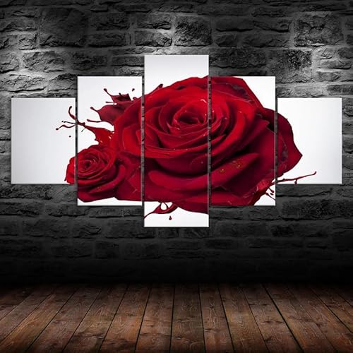 RAPSANI Kunstdrucke 5 Teilig Bilder Leinwand,leinwandbilder 5 teilig wohnzimmer dekoration,5 Teilig Wanddekoration Rote Rose,Bild Bilder auf Leinwand 5 teilig Poster,wandbild xxl 100x55cm RAPSANI Kunstdrucke 5 Teilig Bilder Leinwand,leinwandbilder 5 teilig wohnzimmer dekoration,5 Teilig Wanddekoration Rote Rose,Bild Bilder auf Leinwand 5 teilig Poster,wandbild xxl 100x55cm von RAPSANI