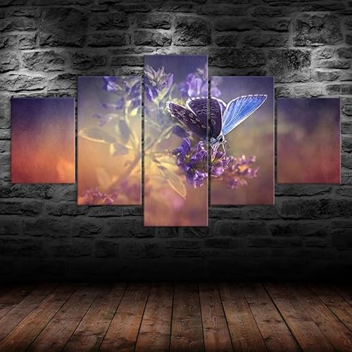 RAPSANI Kunstdrucke 5 Teilig Bilder Leinwand,leinwandbilder wohnzimmer dekoration Wanddekoration Lila Schmetterling Violette Blume Szene,Bild Bilder auf Leinwand 5 teilig Poster,wandbild xxl 100x55cm RAPSANI Kunstdrucke 5 Teilig Bilder Leinwand,leinwandbilder wohnzimmer dekoration Wanddekoration Lila Schmetterling Violette Blume Szene,Bild Bilder auf Leinwand 5 teilig Poster,wandbild xxl 100x55cm von RAPSANI