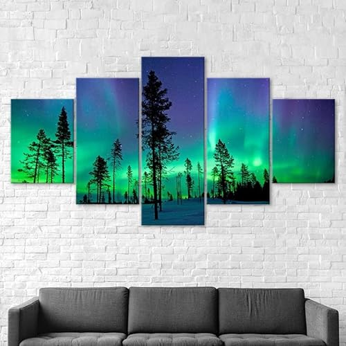 RAPSANI Mit Rahmen Leinwandbild 5 TLG Kunstdruck,Aurora Borealis Nachtwald Bilder auf Leinwand 5 TLG Vlies Wandbild,Leinwand Gemälde xxl,Tapete,Puzzle,leinwanddrucke,5 Stücke Bilder 125x60cm RAPSANI Mit Rahmen Leinwandbild 5 TLG Kunstdruck,Aurora Borealis Nachtwald Bilder auf Leinwand 5 TLG Vlies Wandbild,Leinwand Gemälde xxl,Tapete,Puzzle,leinwanddrucke,5 Stücke Bilder 125x60cm von RAPSANI