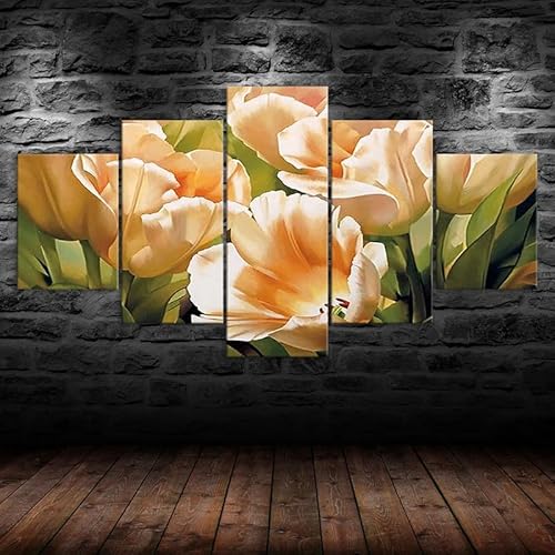 RAPSANI Mit Rahmen Leinwandbild 5 TLG Kunstdruck,Champagner Tulpen Blumen Bilder auf Leinwand 5 TLG Vlies Wandbild,Leinwand Gemälde xxl,Tapete,Puzzle,leinwanddrucke,5 Stücke Bilder 125x60cm RAPSANI Mit Rahmen Leinwandbild 5 TLG Kunstdruck,Champagner Tulpen Blumen Bilder auf Leinwand 5 TLG Vlies Wandbild,Leinwand Gemälde xxl,Tapete,Puzzle,leinwanddrucke,5 Stücke Bilder 125x60cm von RAPSANI