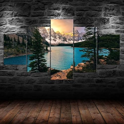 RAPSANI Mit Rahmen Leinwandbild 5 TLG Kunstdruck,Mountains Lake Nationalpark Bilder auf Leinwand 5 TLG Vlies Wandbild,Leinwand Gemälde xxl,Tapete,Puzzle,leinwanddrucke,5 Stücke Bilder 125x60cm RAPSANI Mit Rahmen Leinwandbild 5 TLG Kunstdruck,Mountains Lake Nationalpark Bilder auf Leinwand 5 TLG Vlies Wandbild,Leinwand Gemälde xxl,Tapete,Puzzle,leinwanddrucke,5 Stücke Bilder 125x60cm von RAPSANI