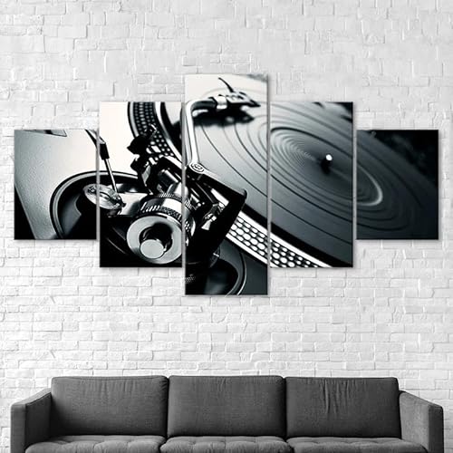 RAPSANI Mit Rahmen Leinwandbild 5 TLG Kunstdruck,Musik-DJ-Konsole Bilder auf Leinwand 5 TLG Vlies Wandbild,Leinwand Gemälde xxl,Tapete,Puzzle,leinwanddrucke,5 Stücke Bilder 125x60cm von RAPSANI