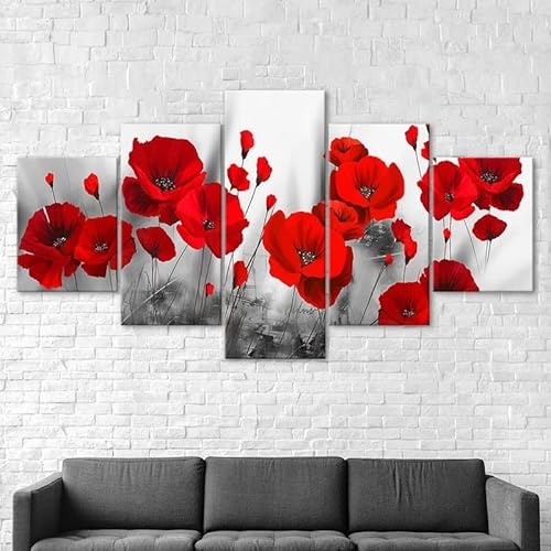 RAPSANI Mit Rahmen Leinwandbild 5 TLG Kunstdruck,Rote Blume Pflanze abstrakte Szene Bilder auf Leinwand 5 TLG Vlies Wandbild,Leinwand Gemälde xxl,Tapete,Puzzle,leinwanddrucke,5 Stücke Bilder 125x60cm RAPSANI Mit Rahmen Leinwandbild 5 TLG Kunstdruck,Rote Blume Pflanze abstrakte Szene Bilder auf Leinwand 5 TLG Vlies Wandbild,Leinwand Gemälde xxl,Tapete,Puzzle,leinwanddrucke,5 Stücke Bilder 125x60cm von RAPSANI