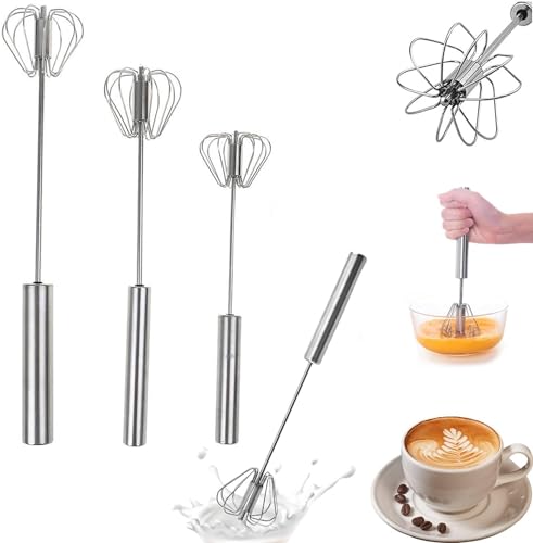 Schneeschläger,Rührgerät Aus Edelstahl,Halbautomatischer Schneebesen,Handmixer Manuell Ohne Strom,Halbautomatischer Schneebesen Für Die Küche Quirl Küchengerät Küchengeräte (3, Silver1) von RARIHUOZY