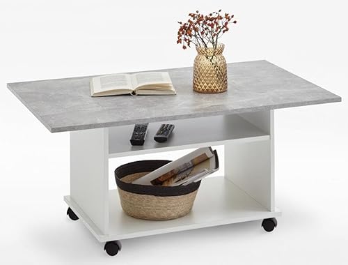 RASANTI Azur Couchtisch auf Rollen Weiss/Beton von RASANTI