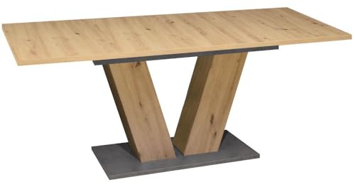 RASANTI Säulentisch ausziehbar V-Gestell ca. 140-180 cm Asteiche/Graphit von RASANTI