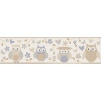 Rasch Vliesborte 459210 Kids & Teens eulen beige 5 x 0,1667 m Vliestapeten von RASCH