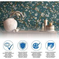 Vliestapete 704112 Tapete Blumen Floral 53 x 1005 cm Rasch Kalahari Blau von RASCH