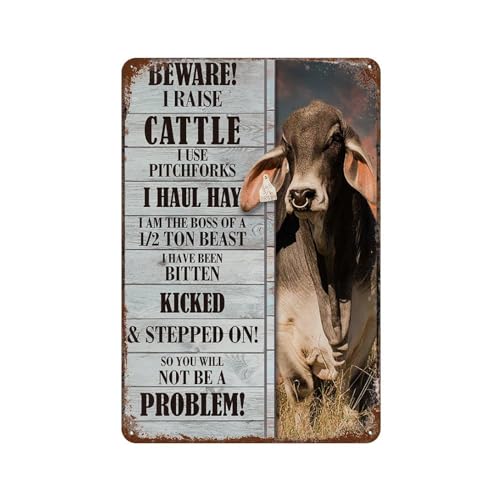 RASELY Aluminium-Blechschild mit Aufschrift "Beware I Raise Cattle Pitchforks Haul Hay Bitten Kicked Not Be A Problem" Retro-Look Home Club Bar Wandkunst Dekoration Metall-Blechschild 20,3 x 30,5 cm RASELY Aluminium-Blechschild mit Aufschrift "Beware I Raise Cattle Pitchforks Haul Hay Bitten Kicked Not Be A Problem" Retro-Look Home Club Bar Wandkunst Dekoration Metall-Blechschild 20,3 x 30,5 cm von RASELY