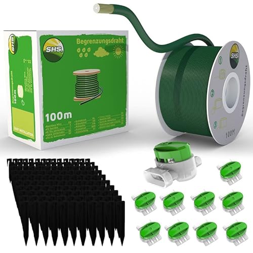 100m Begrenzungskabel + 300 Erdspieße + 10 GRÜNE Kabelverbinder für Mähroboter Rasenroboter Zubehör SET Begrenzungsdraht - kompatibel mit GARDENA/BOSCH/HUSQVARNA/WORX/HONDA/ROBOMOW 100m Begrenzungskabel + 300 Erdspieße + 10 GRÜNE Kabelverbinder für Mähroboter Rasenroboter Zubehör SET Begrenzungsdraht - kompatibel mit GARDENA/BOSCH/HUSQVARNA/WORX/HONDA/ROBOMOW von RASENFREUND