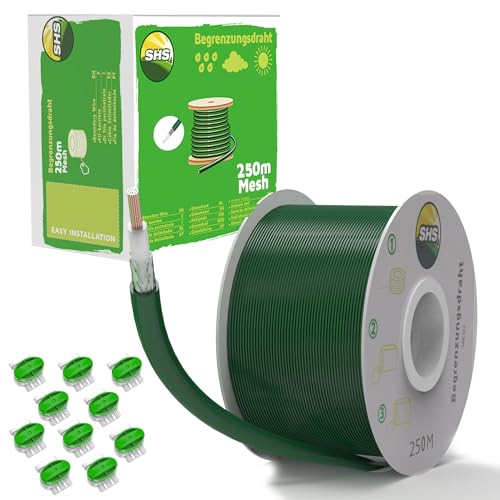 250m MESH Begrenzungskabel + 10 Kabelverbinder für Mähroboter Rasenmäher Rasenroboter Zubehör SET Begrenzungsdraht für Suchkabel - kompatibel mit GARDENA/BOSCH/HUSQVARNA/WORX/HONDA/ROBOMOW/iMow 250m MESH Begrenzungskabel + 10 Kabelverbinder für Mähroboter Rasenmäher Rasenroboter Zubehör SET Begrenzungsdraht für Suchkabel - kompatibel mit GARDENA/BOSCH/HUSQVARNA/WORX/HONDA/ROBOMOW/iMow von RASENFREUND