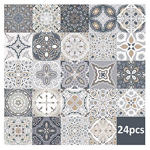 24pcs Wandfliesenaufkleber - Fliesenaufkleber Aufkleber für Küche Wohnzimmer Badezimmer Home Decor Selbstklebend (10 * 10CM) von RASHION